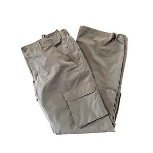 Love Tree Womens Cargo Pants Large Taupe Wide Leg Multi Pocket Drawstring Hem